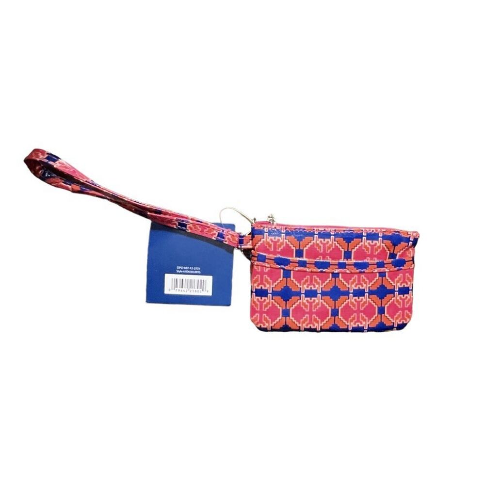 ID Wristlet Wallet Coin Zip Pink Blue Orange Coated Canvas by Neutrogena - Picture 2 of 3